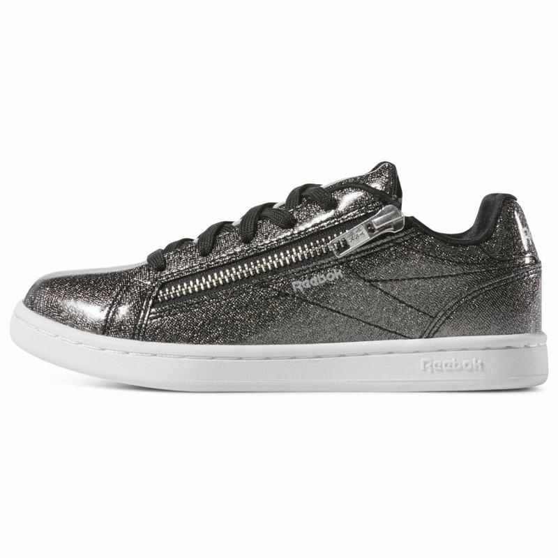 Tenisi Reebok Royal Complete Clean Zip Fete Negrii/Albi Romania WH7305TW